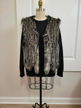 Kellie Kouri Knitted Rabbit Fur Vest Size Medium